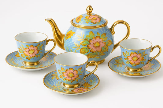 Luxury Tea Set – 3 Cups 3 Saucers & 1 Teapot