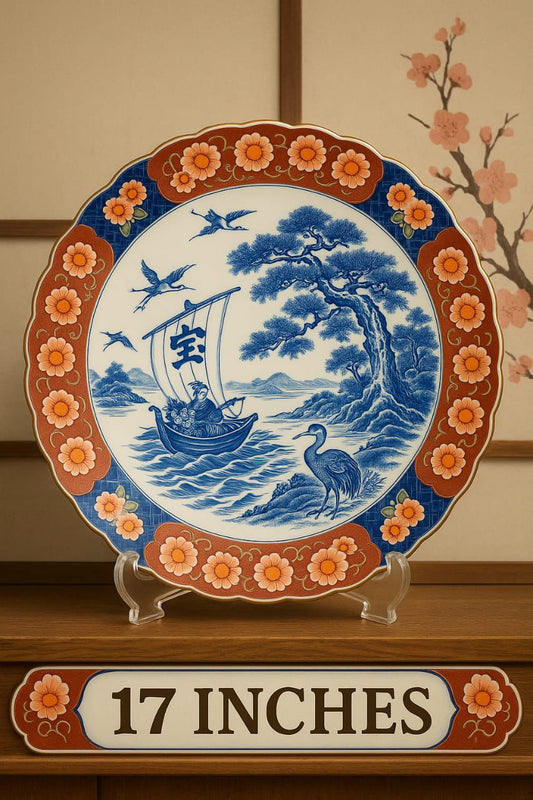 Japanese Decorative Platter 17 Inch | Hand-Painted