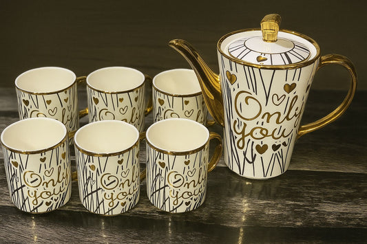 Only You White & Golden Tea Set | Elegant Luxury Design