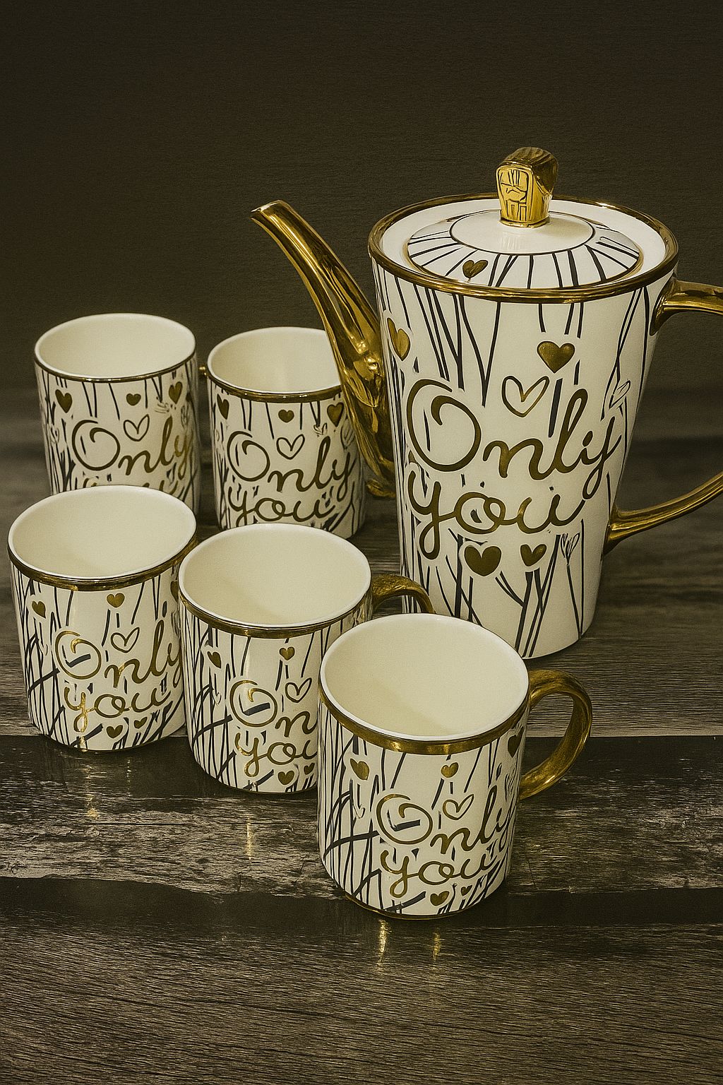 Only You White & Golden Tea Set | Elegant Luxury Design