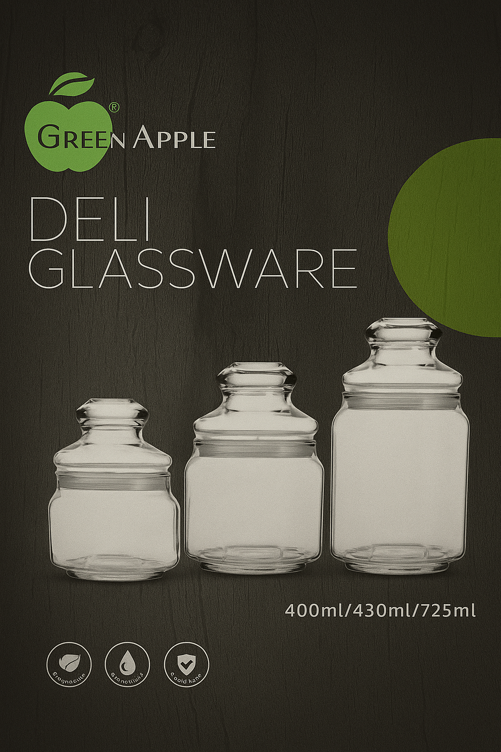 Green Apple 3-Piece Airtight Jar Set –