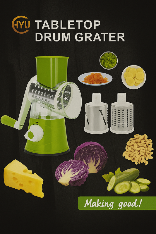 3-in-1 Tabletop Drum Grater & Vegetable Grinder