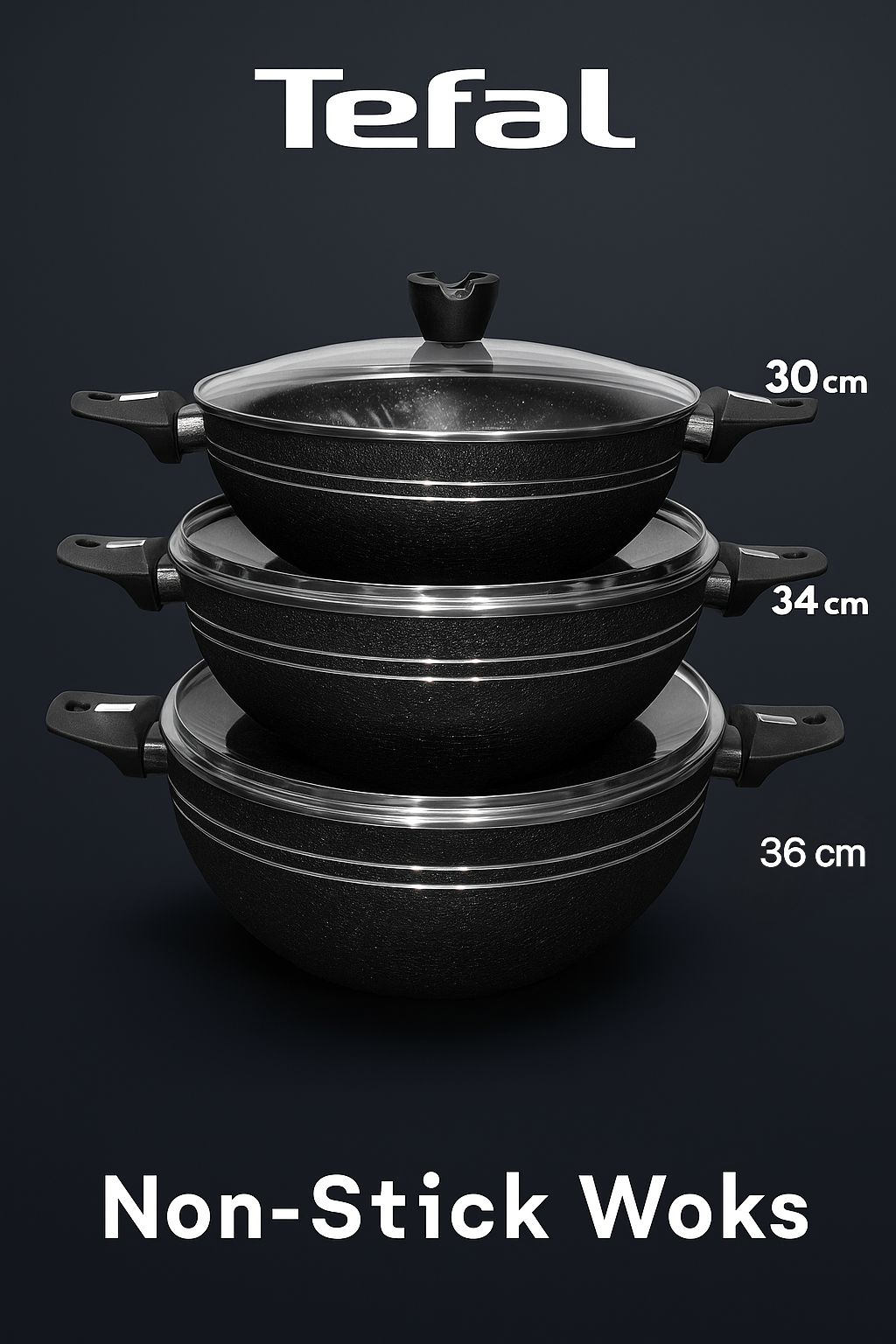 Branded Original Tefal Non-Stick Karahi Set in(2 clours Red & black)