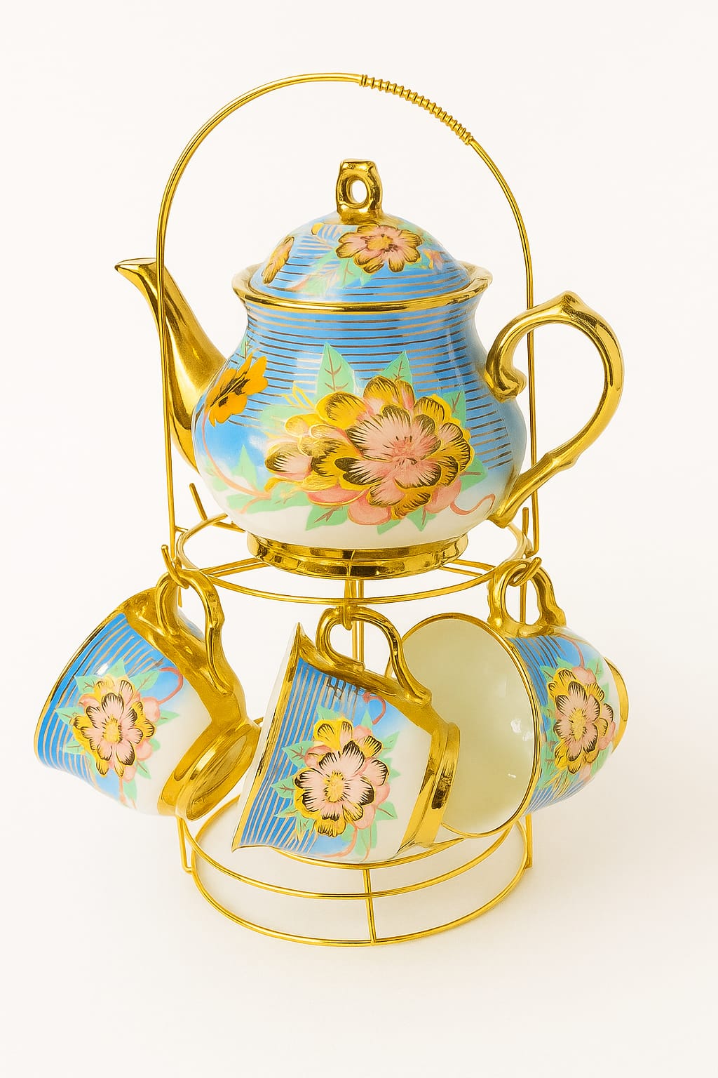 Luxury Tea Set😍❤️ – 3 Cups☕️ 3 Saucers 🍽️ & 1 Teapot 🫖 | Limited Edition😍🥰
