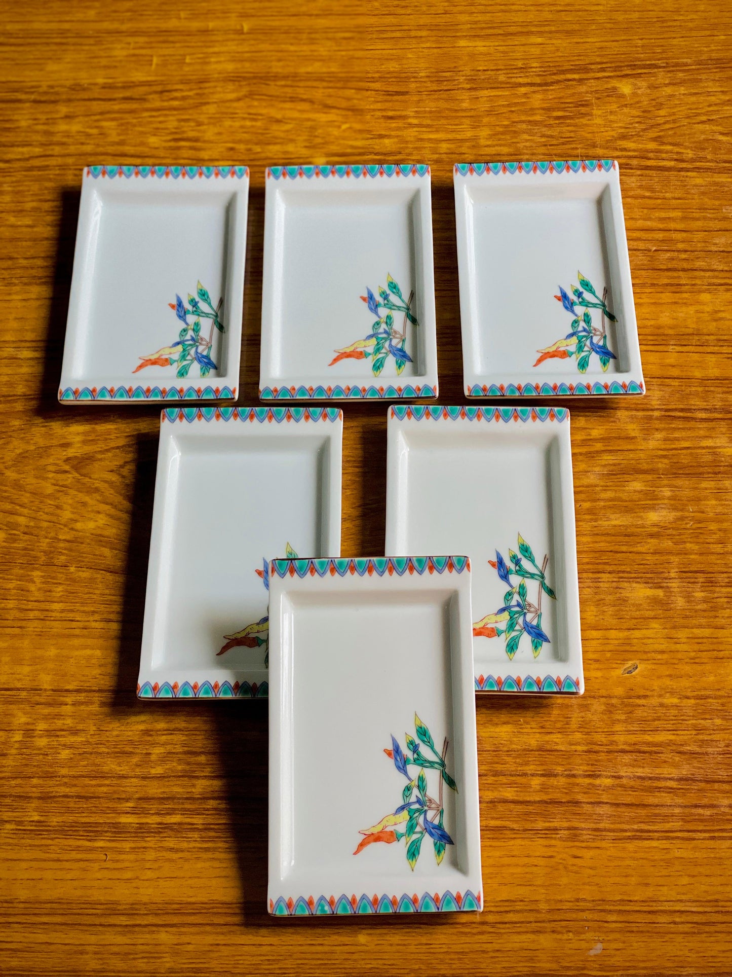 nade by Japanese 🇯🇵 Rectangular Ceramic Kabab Plates – Hand-Painted Traditional 🧫Design😍 (Set of 6)