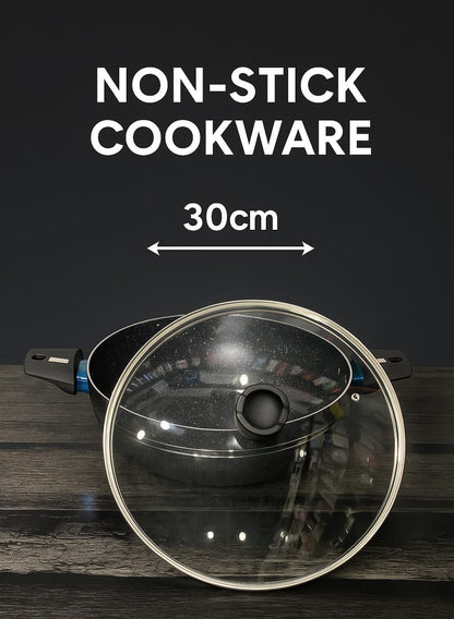 Tefal Non-Stick Cookware – 30cm (2 Colors: Red ❤️& Black 🖤) | Made in France 🇫🇷 | No.1 Brand