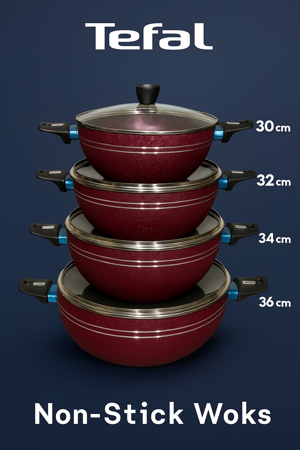 Tefal Non-Stick Cookware – 36cm (2 Colors: Red ❤️and black 🖤) | Made in France 🇫🇷 | No.1 Brand