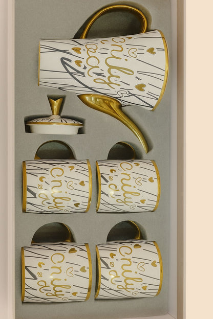 Only You White & Golden Tea Set  | Elegant Luxury Design