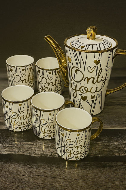 Only You White & Golden Tea Set  | Elegant Luxury Design